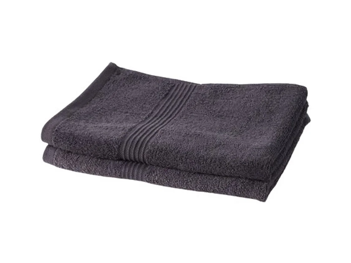 2 serviettes de toilette 50 x 90 cm 100% Coton coloris fusain