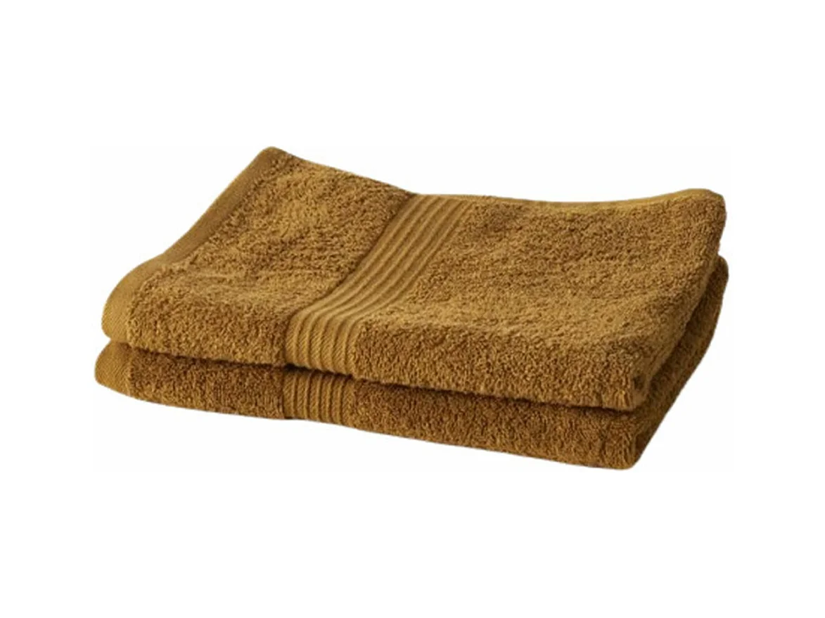 2 serviettes de toilette 50 x 90 cm 100% Coton coloris bronze