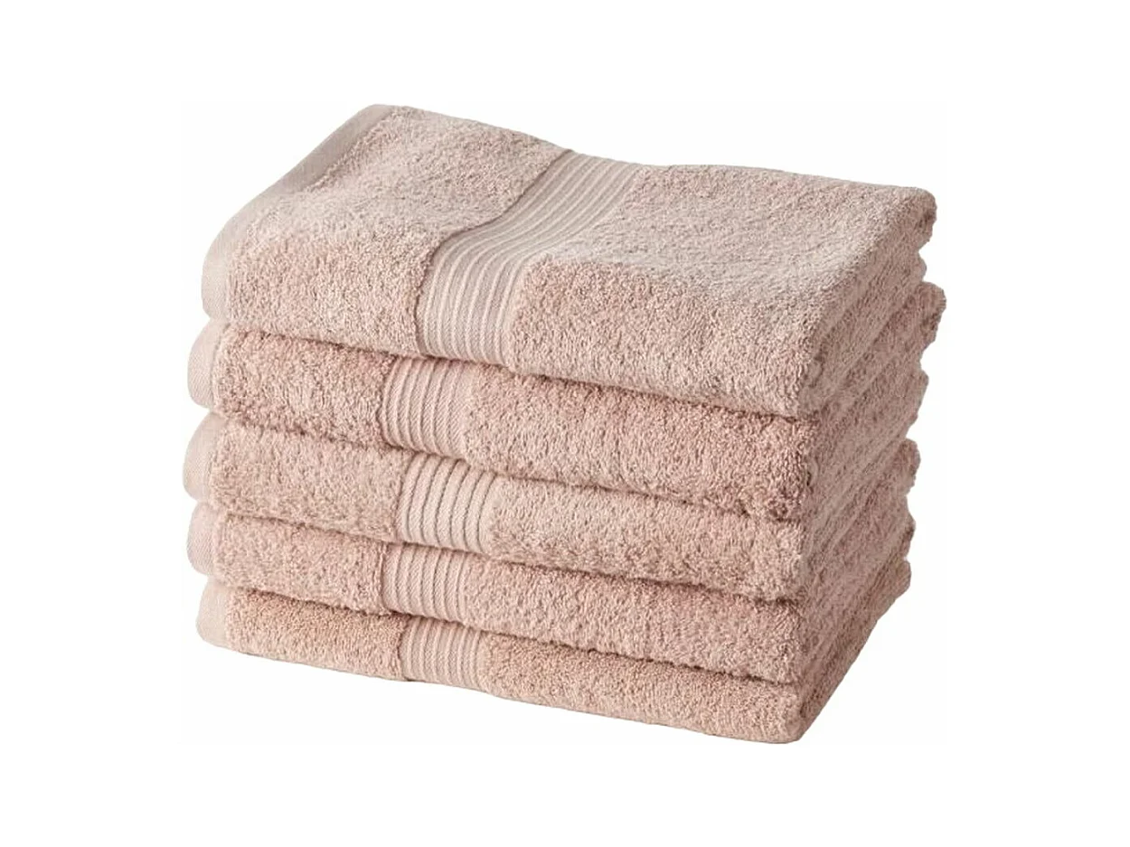 5 draps de bain 70 x 130 cm 100% Coton coloris rose