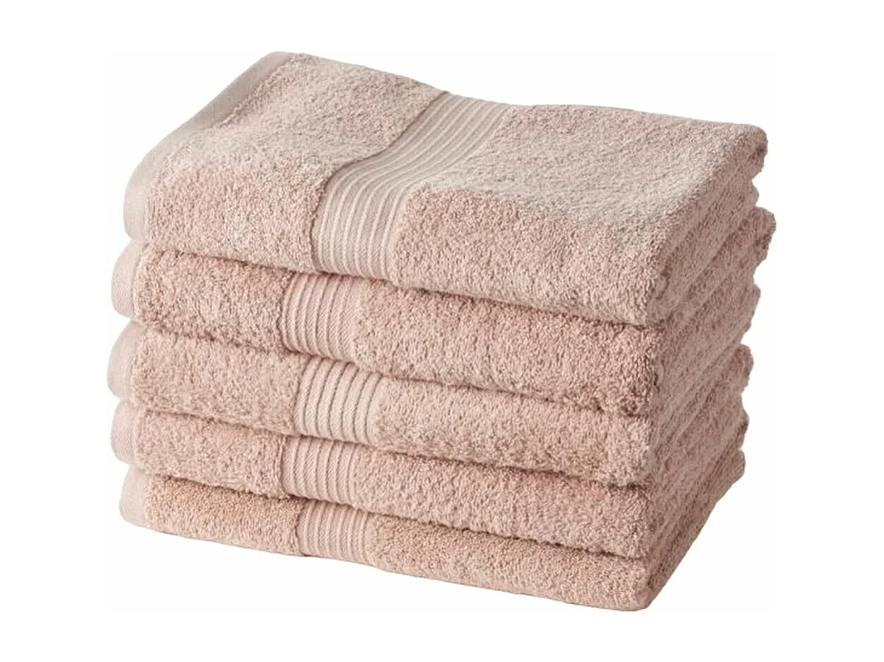 5 draps de bain 70 x 130 cm 100% Coton coloris rose