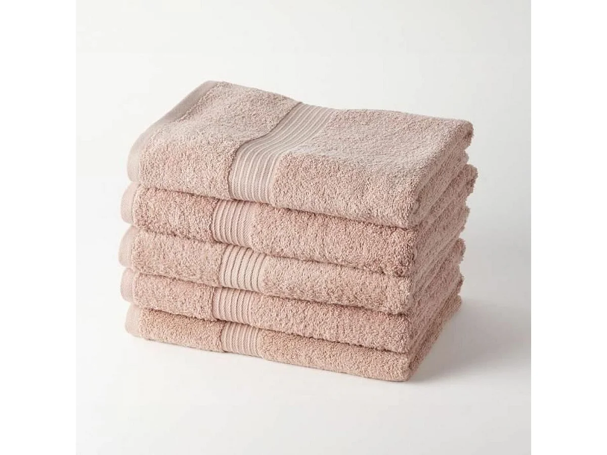 5 draps de bain 70 x 130 cm 100% Coton coloris rose