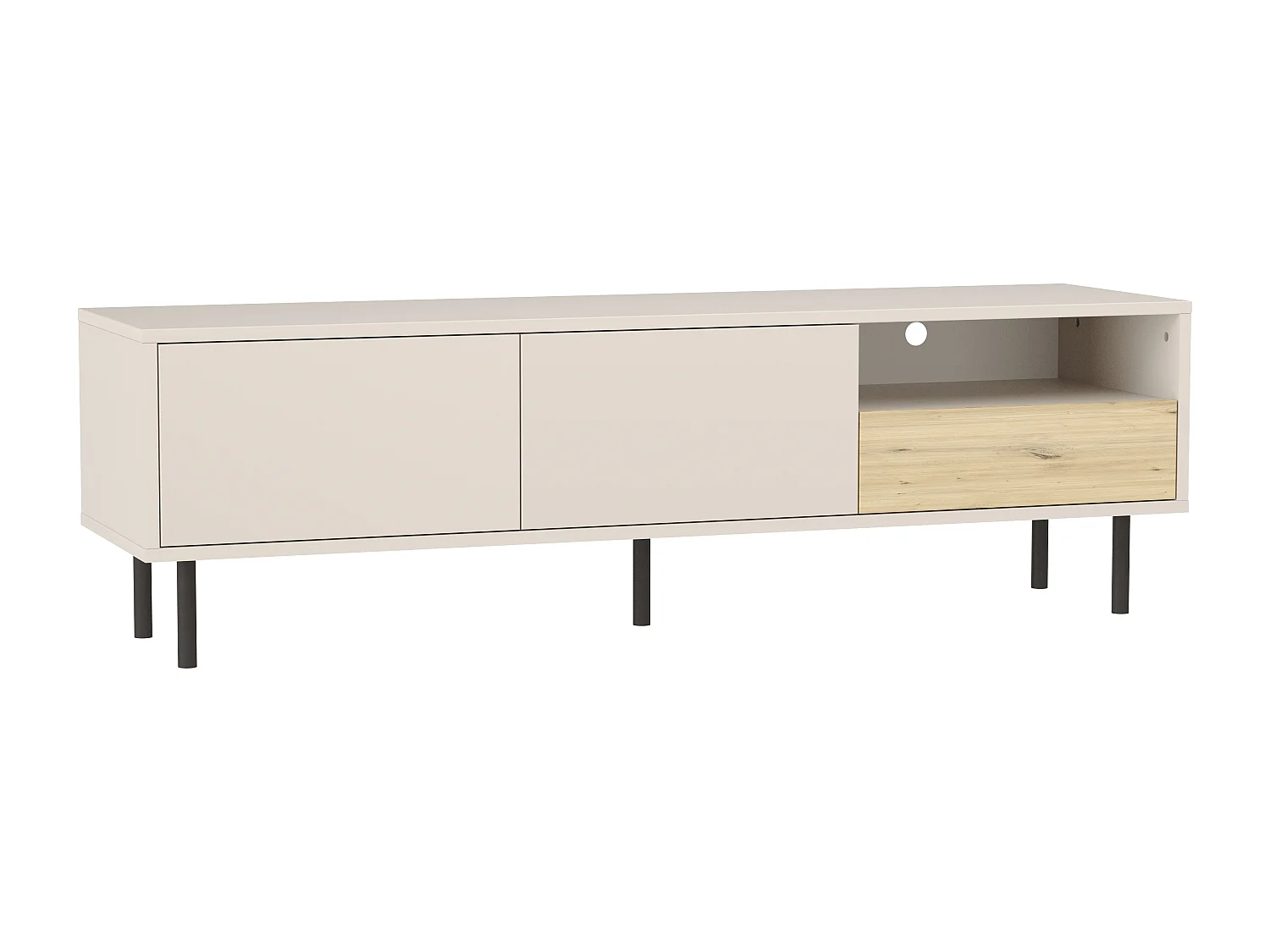 TV-Schrank WENA, 1 Schublade, 2 Türen, Lola, 150x45x40 cm, Kaschmir/Eiche artisan