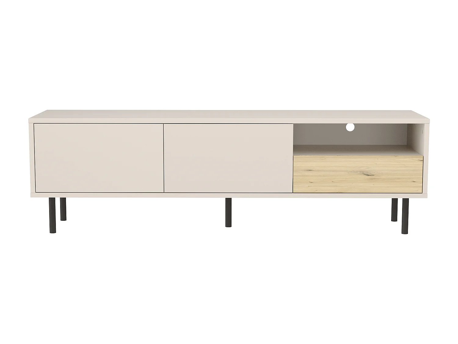 TV-Schrank WENA, 1 Schublade, 2 Türen, Lola, 150x45x40 cm, Kaschmir/Eiche artisan