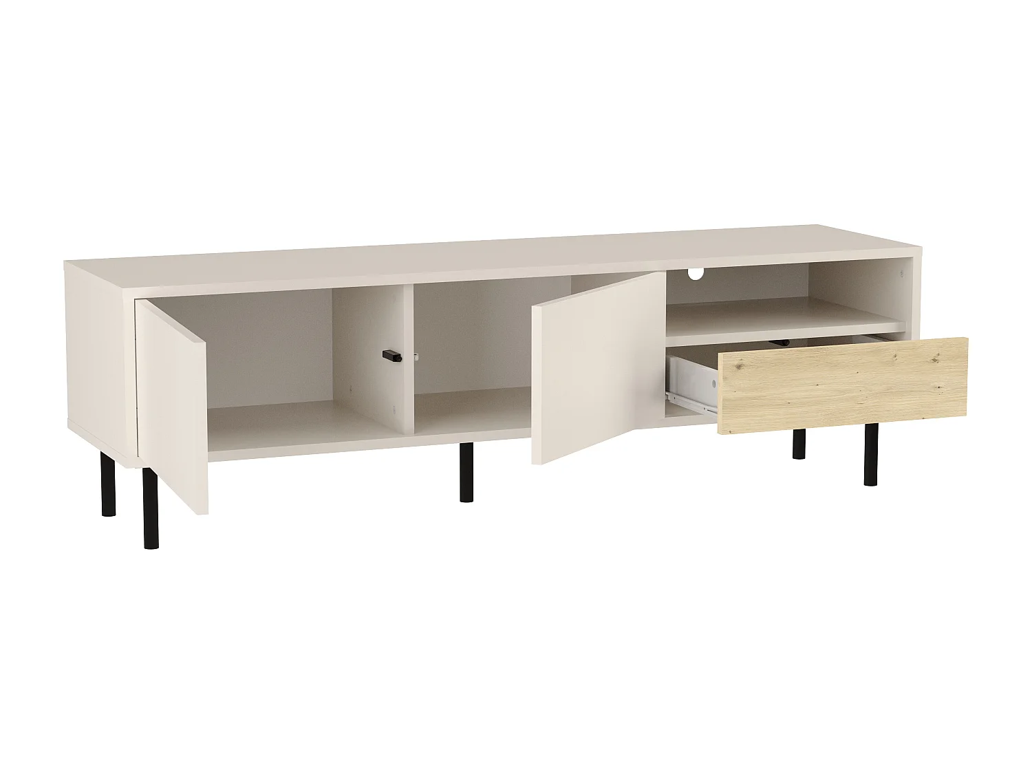 TV-Schrank WENA, 1 Schublade, 2 Türen, Lola, 150x45x40 cm, Kaschmir/Eiche artisan