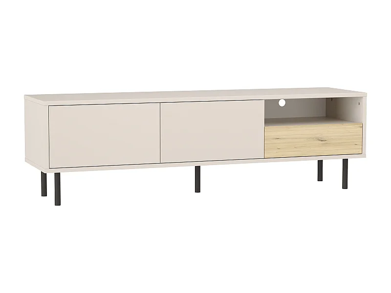 Szafka RTV WENA, 1 szuflada, 2 drzwi, Lola, 150x45x40 cm, Kaszmir/Dąb artisan