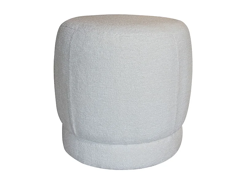 Now's Home - Pouf En Tissu Bouclette Blanc 41,5x41,5x40cm Malo