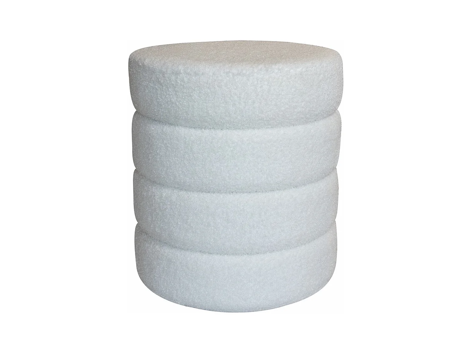 Now's Home - Pouf Tissu Teddy Blanc Structure En Bois 35x35x40cm Malo