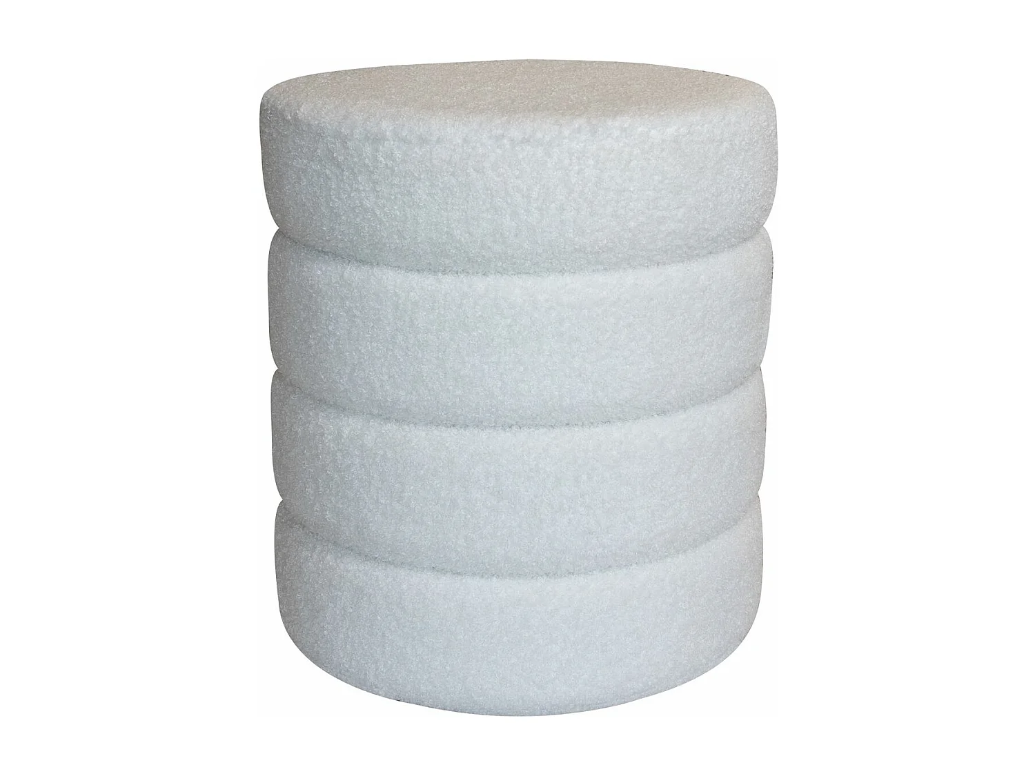 Now's Home - Pouf Tissu Teddy Blanc Structure En Bois 35x35x40cm Malo