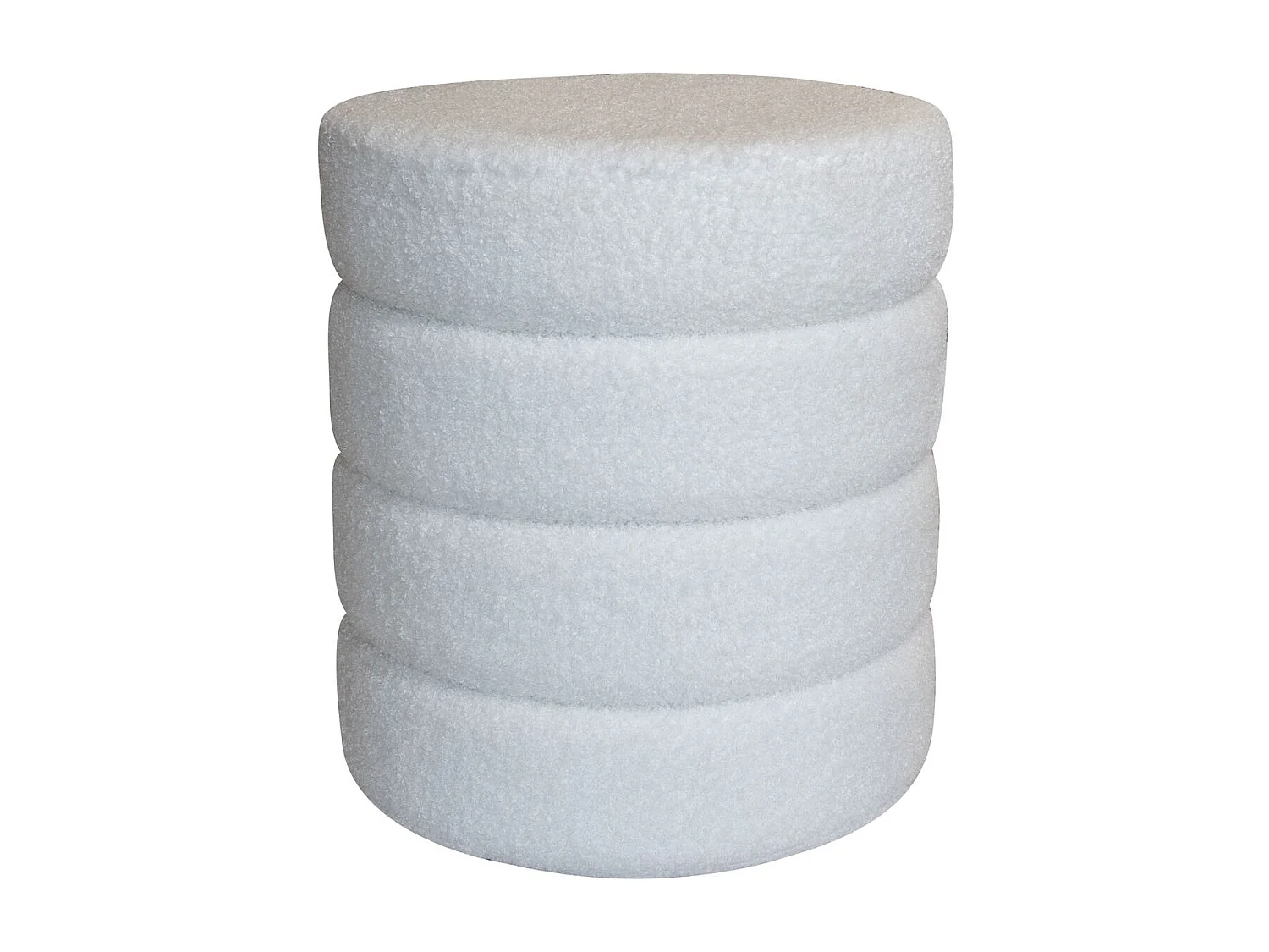 Now's Home - Pouf Tissu Teddy Blanc Structure En Bois 35x35x40cm Malo