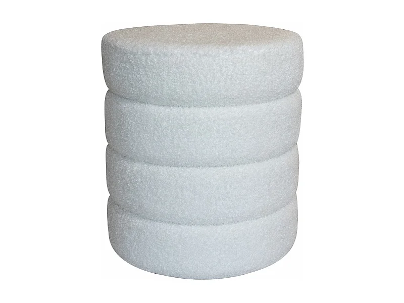Now's Home - Pouf Tissu Teddy Blanc Structure En Bois 35x35x40cm Malo