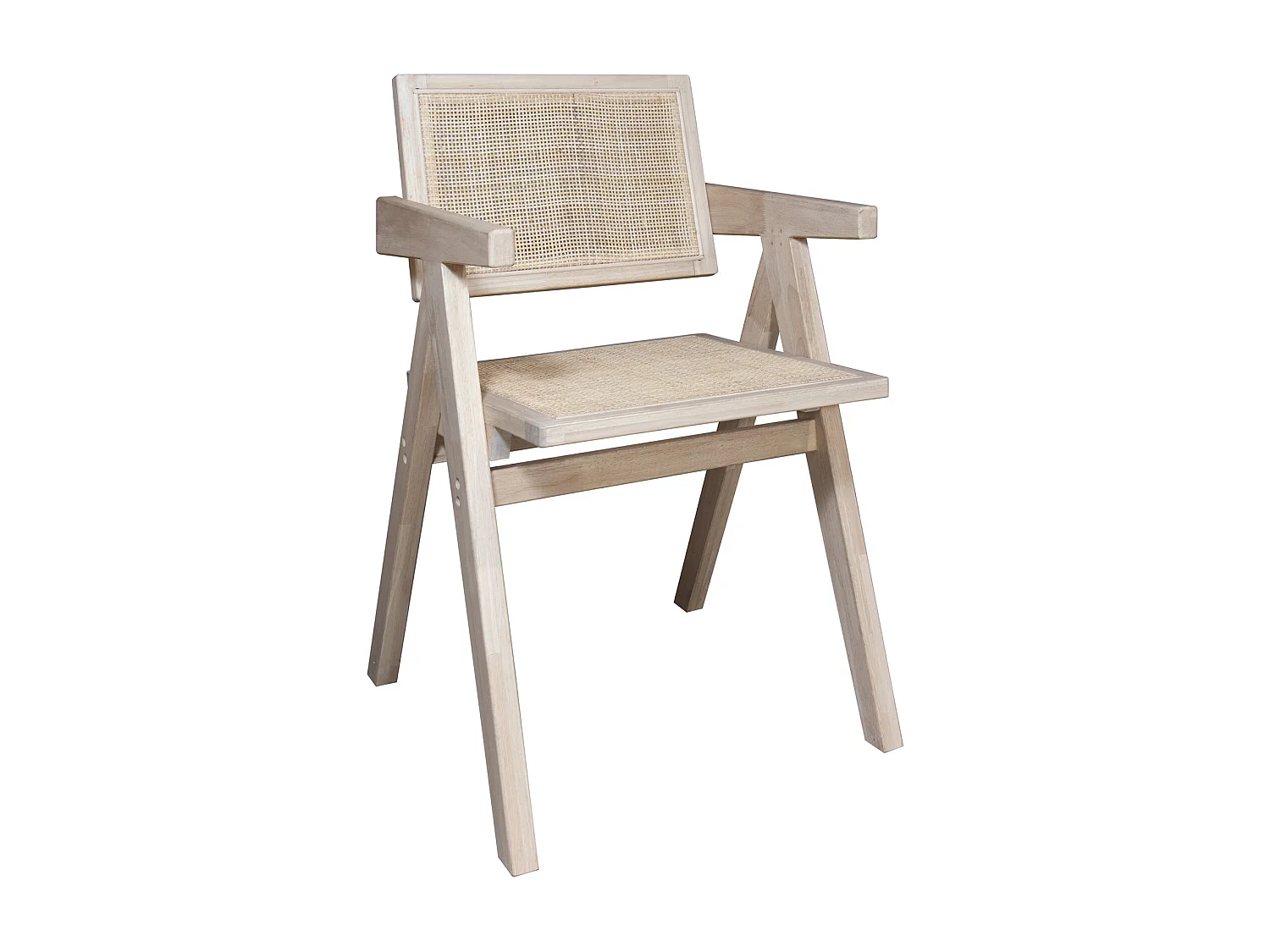 Now's Home - Fauteuil  Bureau En Bois De Pin  Et Cannage Rotin 50x52x80cm Hector