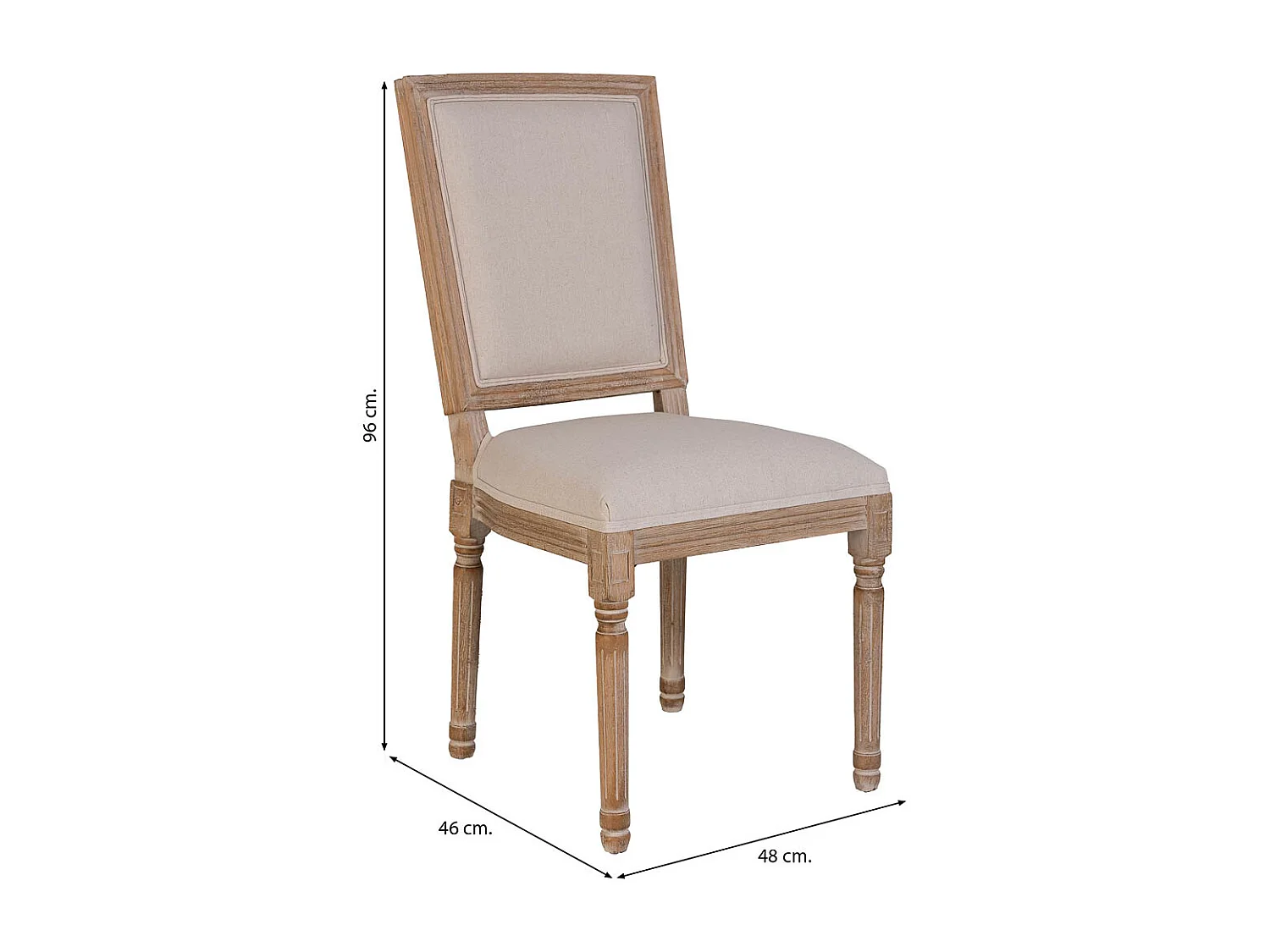 Chaise en bois rembourrée 48x46x96h cm