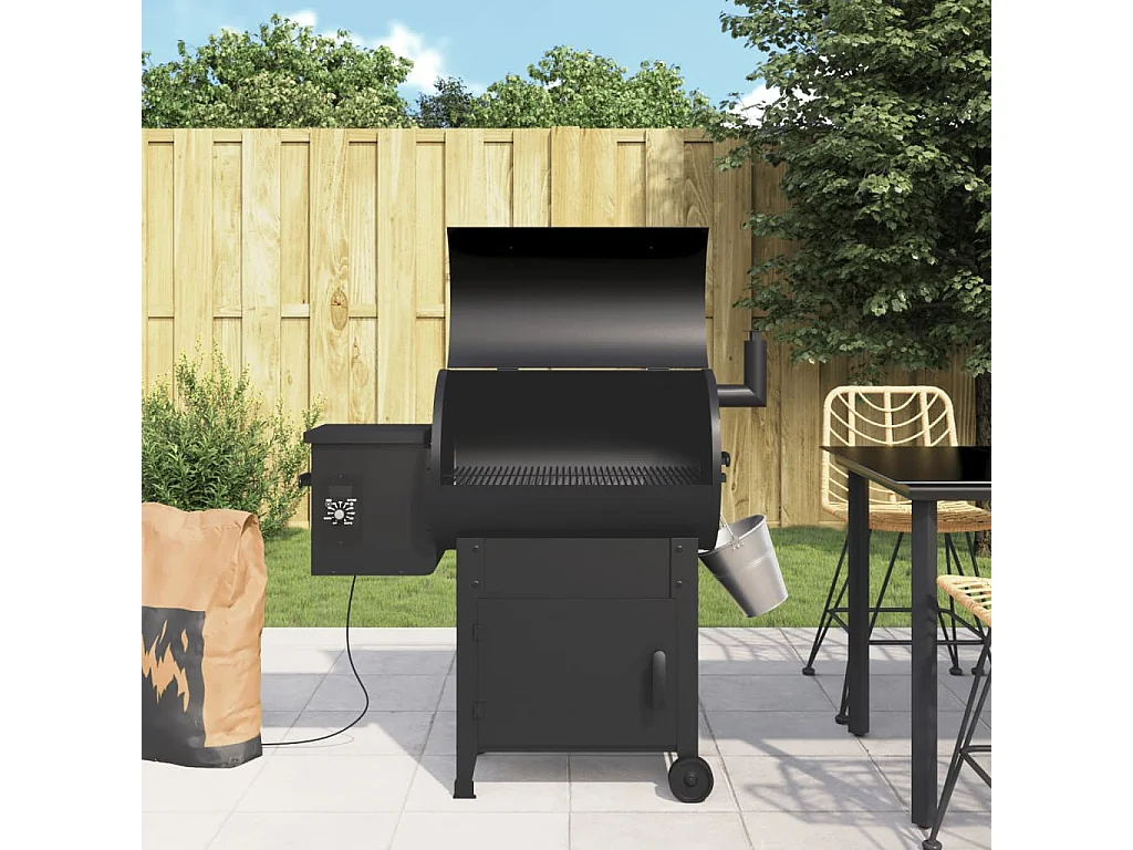 Pelletgrill met schoorsteen zwart 104 cm ijzer