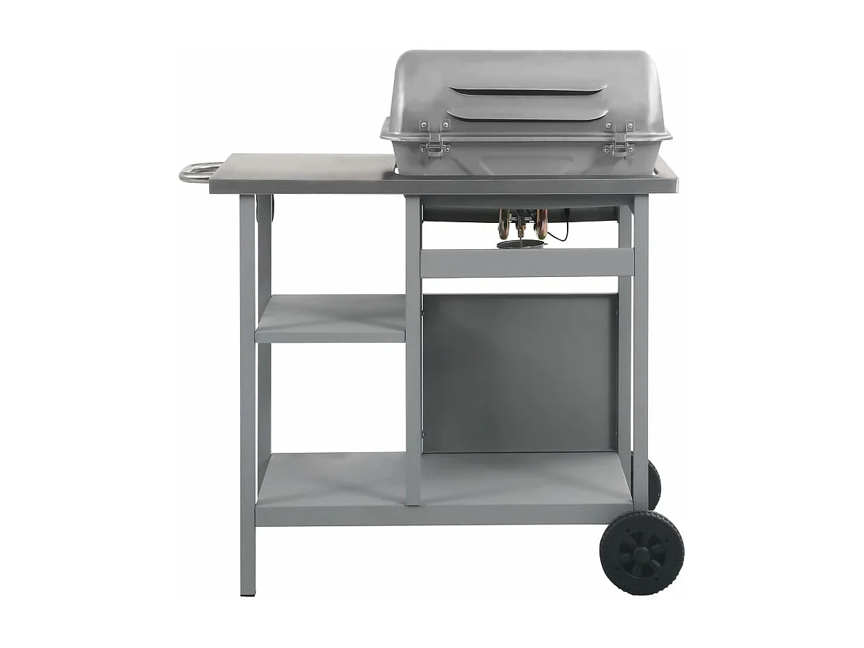 Barbecue à gaz avec tablette à 3 couches Noir et argenté