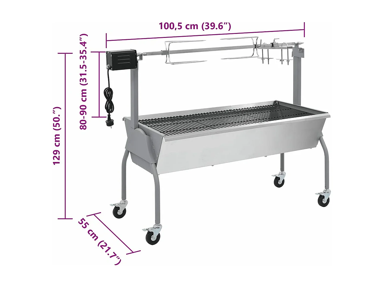 R?tissoire pour barbecue électrique Acier inoxydable