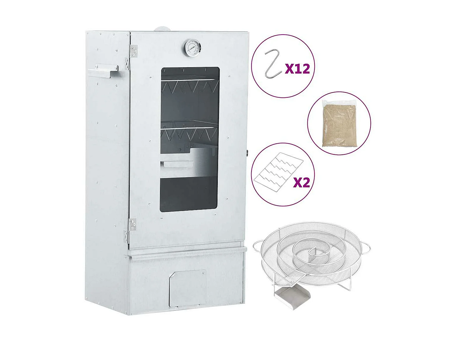 Forno para churrasco, defumador, gerador de fumaça fria, aço galvanizado