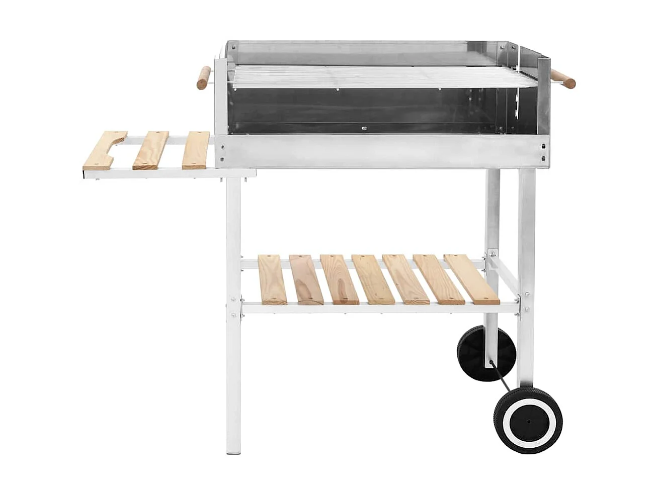 Barbecue au charbon sur chariot Acier inoxydable et 2 étagères