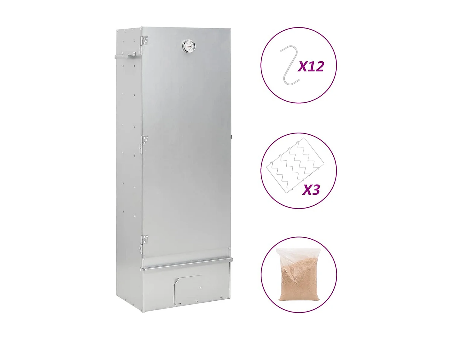 Fumoir pour four à barbecue avec copeaux de bois 44,5x29x110 cm