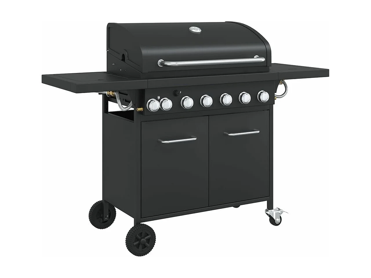 Barbecue gril à gaz avec 7 br?leurs noir acier enduit de poudre