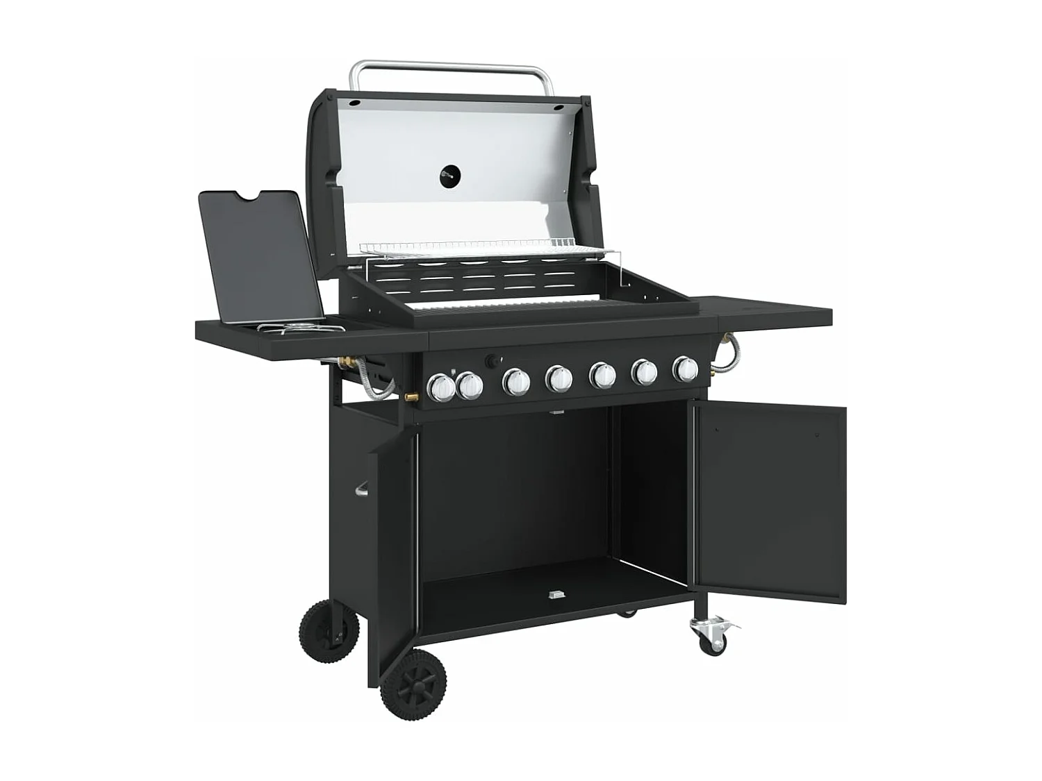 Barbecue gril à gaz avec 7 br?leurs noir acier enduit de poudre