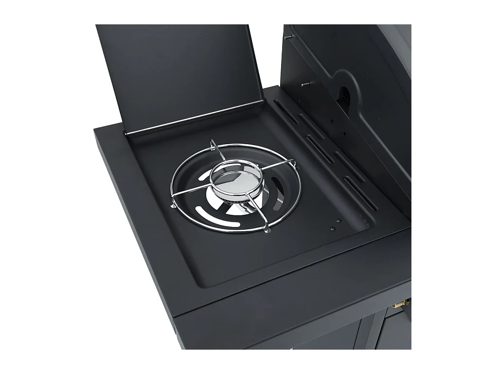 Barbecue gril à gaz avec 7 br?leurs noir acier enduit de poudre