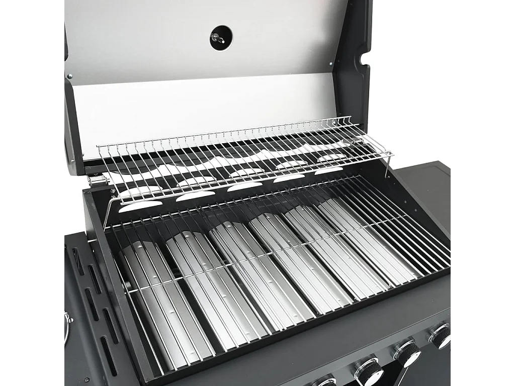 Barbecue gril à gaz avec 7 br?leurs noir acier enduit de poudre