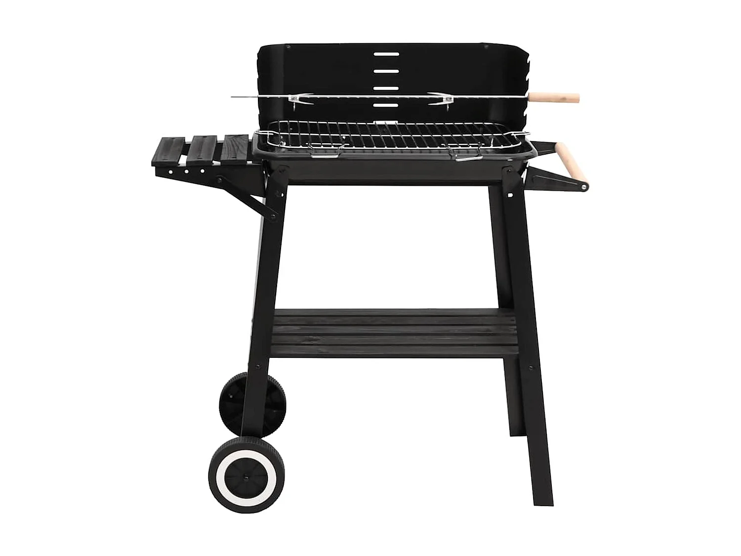 Barbecue au charbon de bois avec roues noir acier