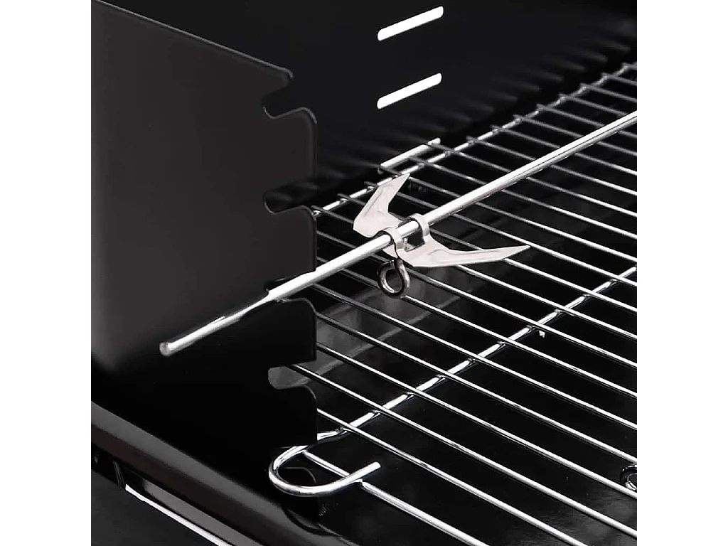 Barbecue au charbon de bois avec roues noir acier