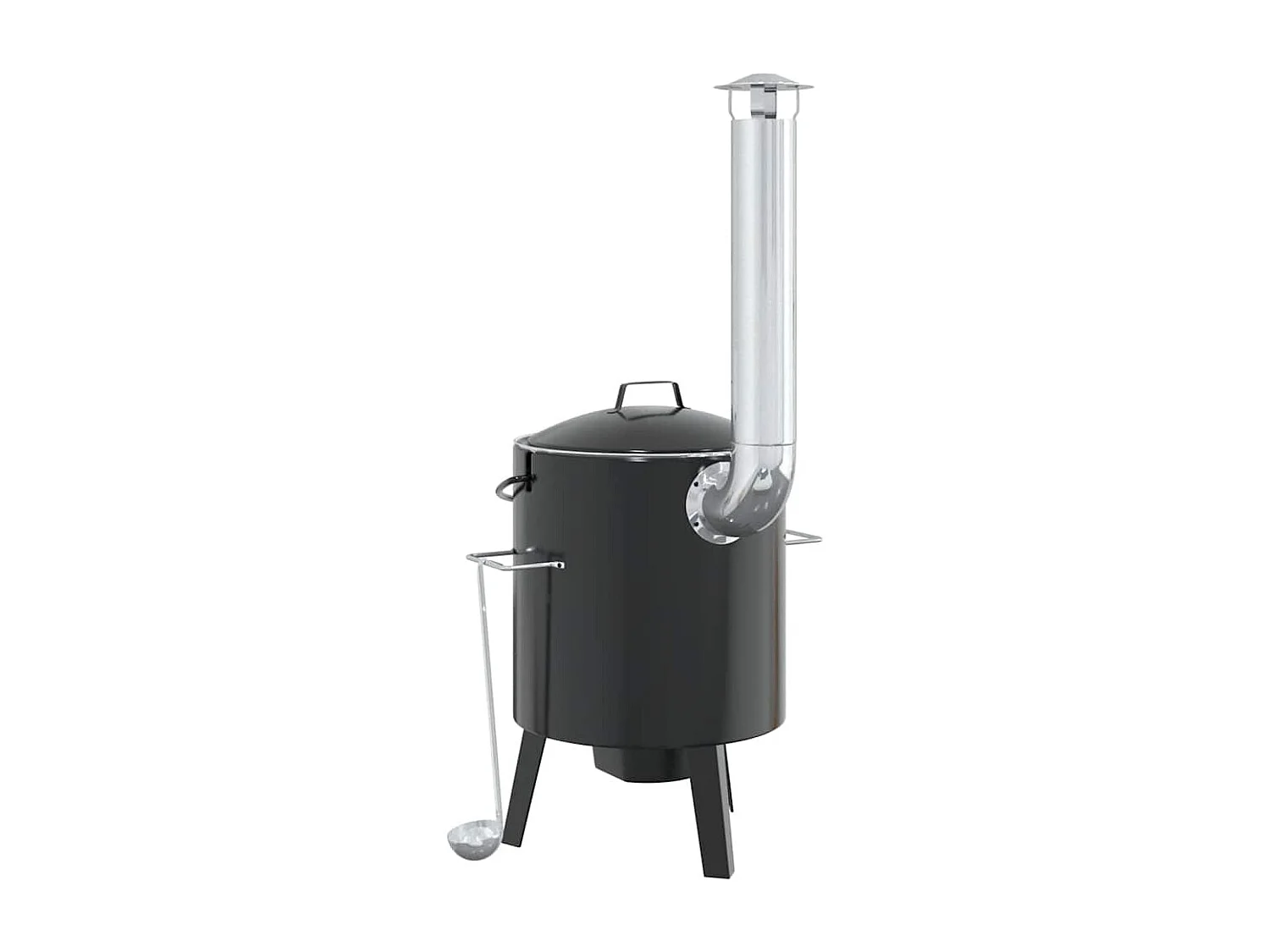 Cannone per gulasch con camino e coperchio in acciaio smaltato nero