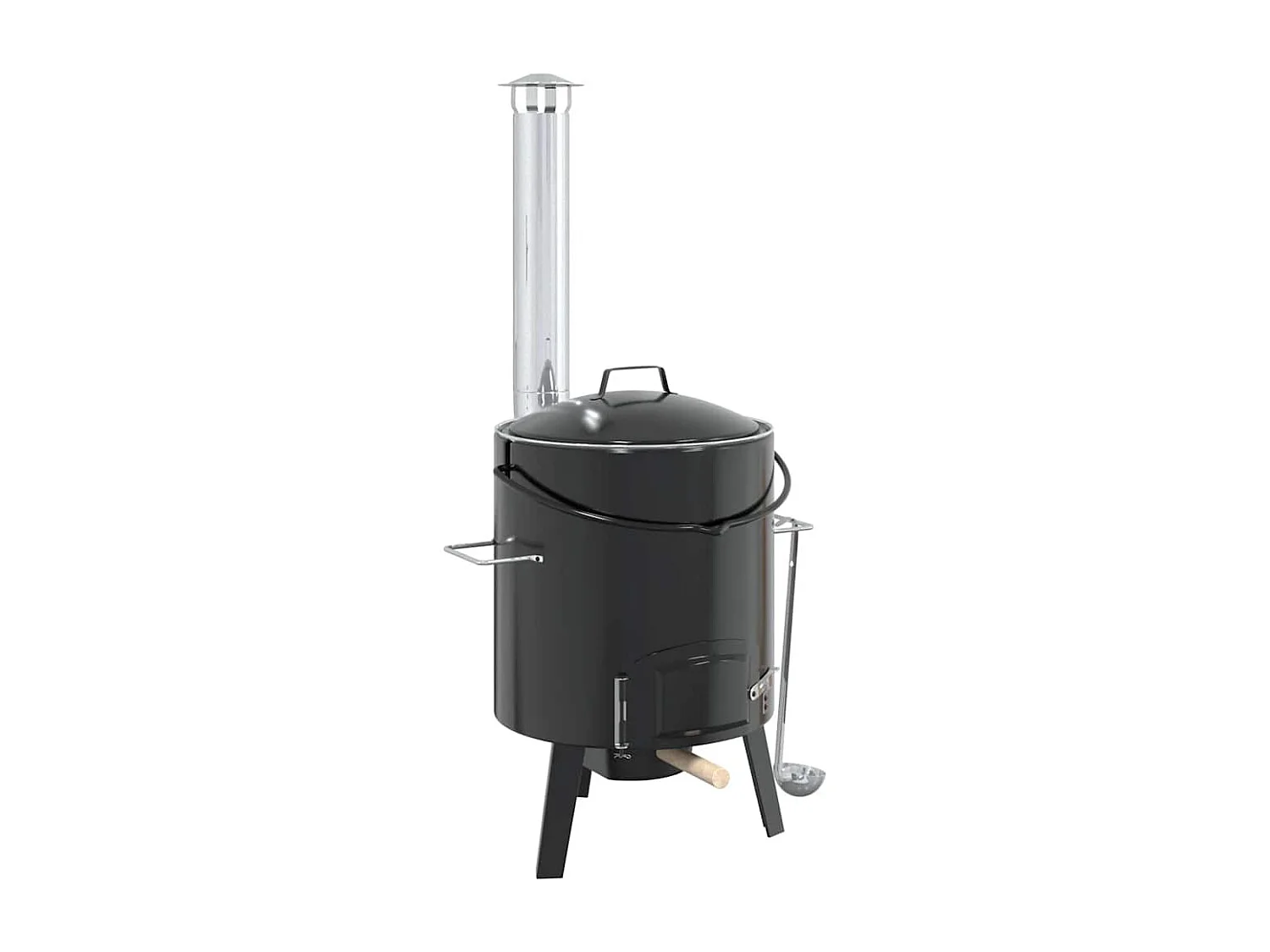 Goulashkanon met schoorsteen en zwart geëmailleerd stalen deksel