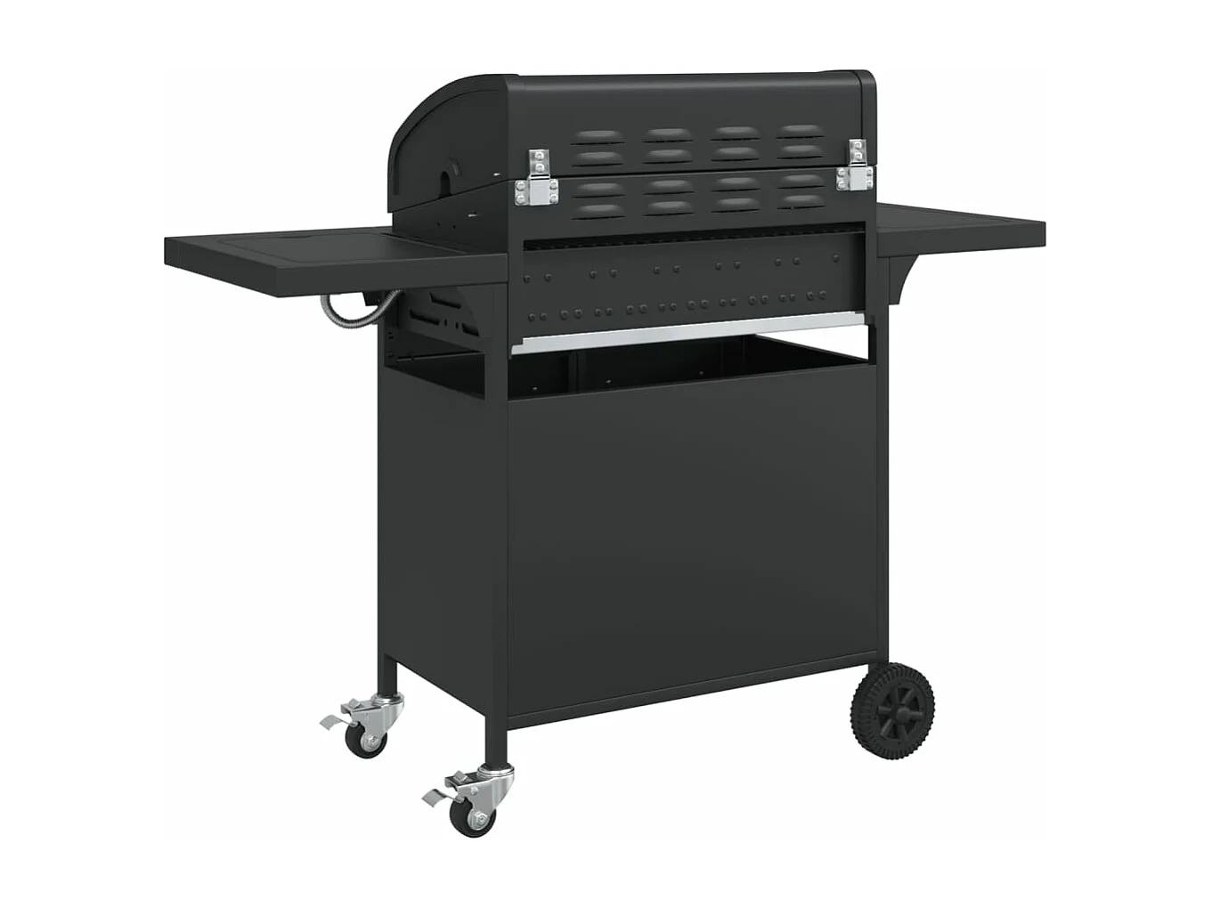 Barbecue gril à gaz avec 5 br?leurs noir acier enduit de poudre