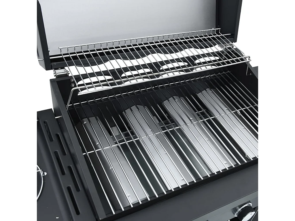 Barbecue gril à gaz avec 5 br?leurs noir acier enduit de poudre