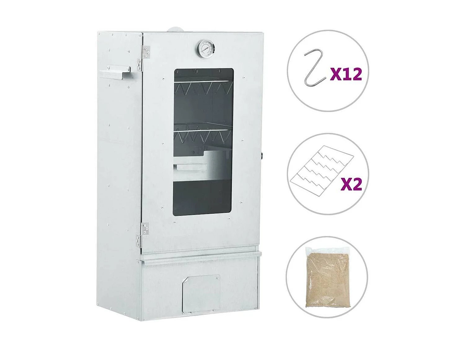 Fumoir de four à BBQ avec 1 kg de copeaux de bois 44,5x29x83 cm