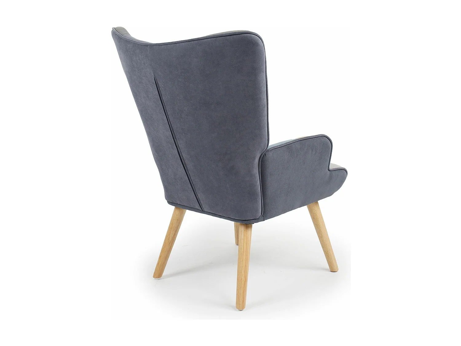 Poltrona scandinava Lyliane con velluto grigio e blu effetto patchwork