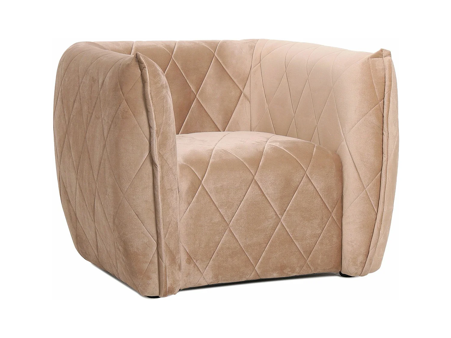 Fauteuil moderne revêtement matelassé Losania Velours Taupe clair