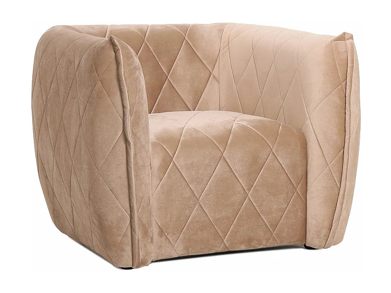 Fauteuil moderne revêtement matelassé Losania Velours Taupe clair
