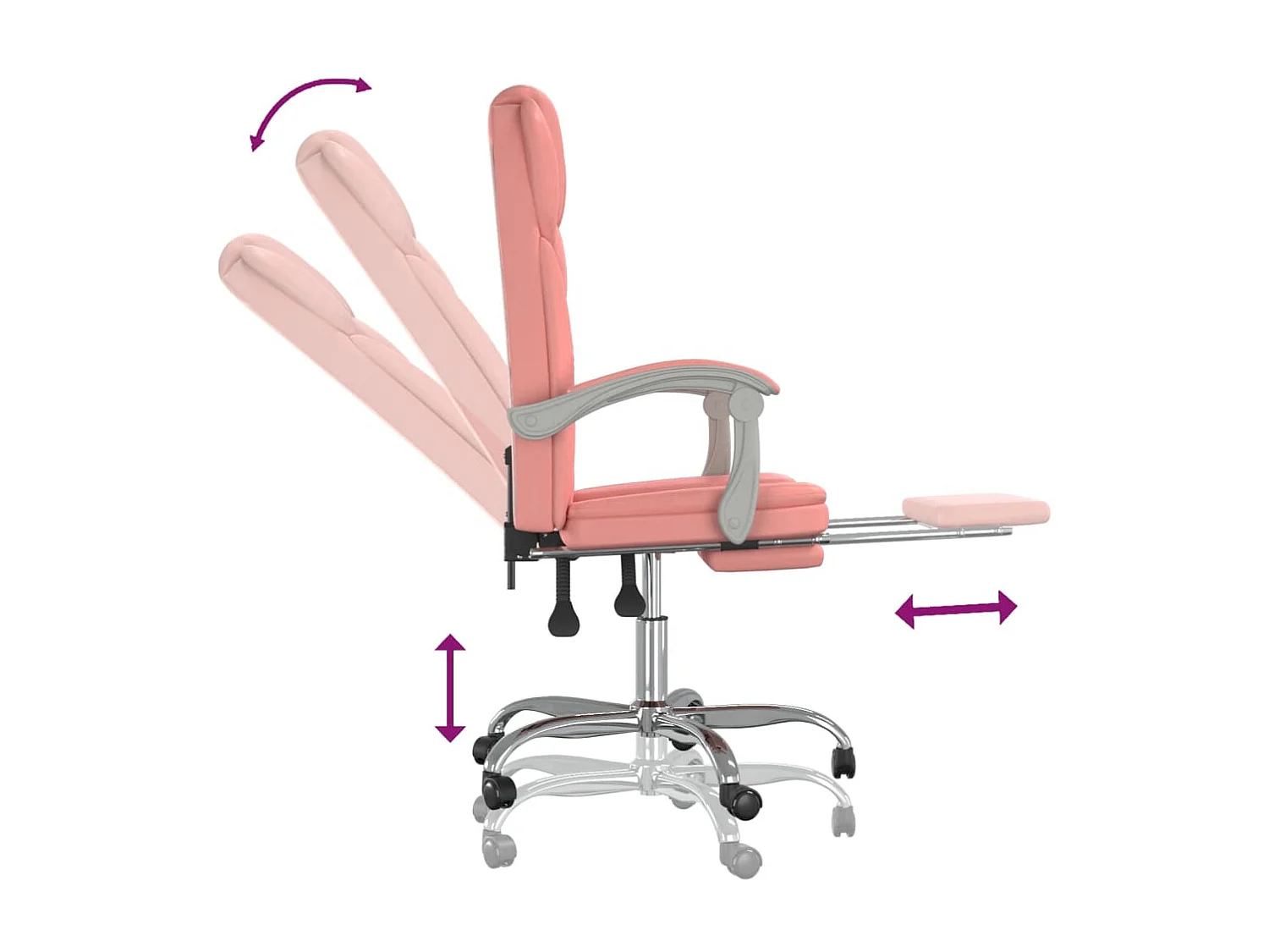 Poltrona reclinabile da ufficio in similpelle rosa