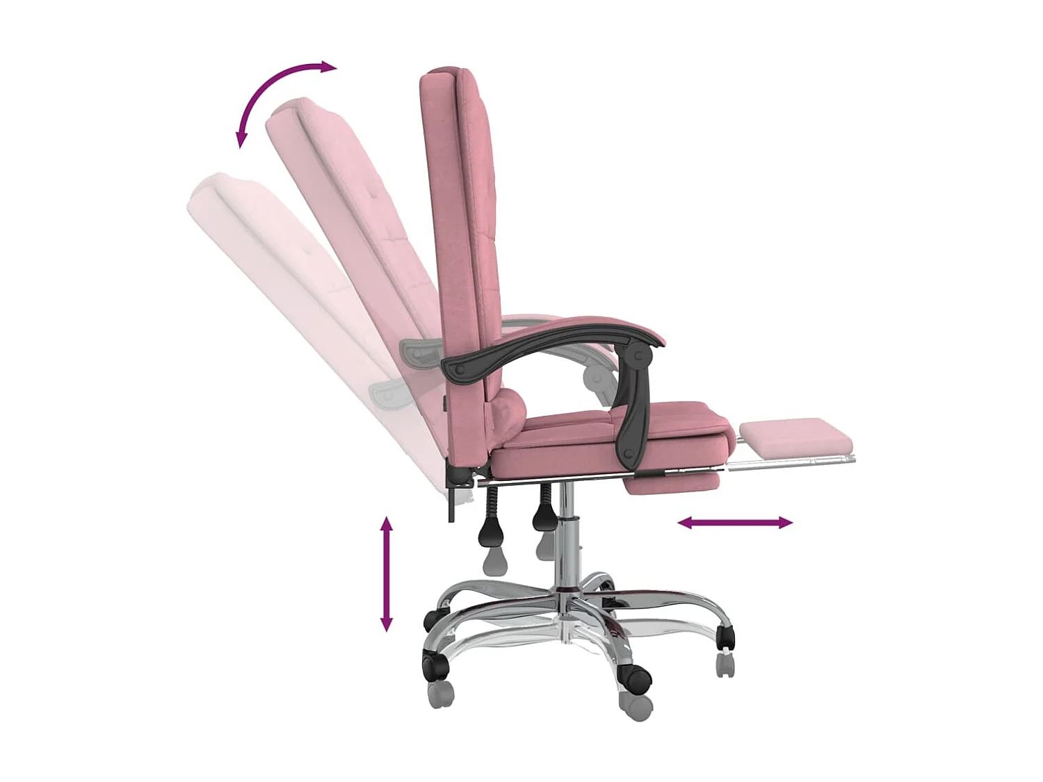 Cadeira de massagem reclinável de escritório rosa veludo