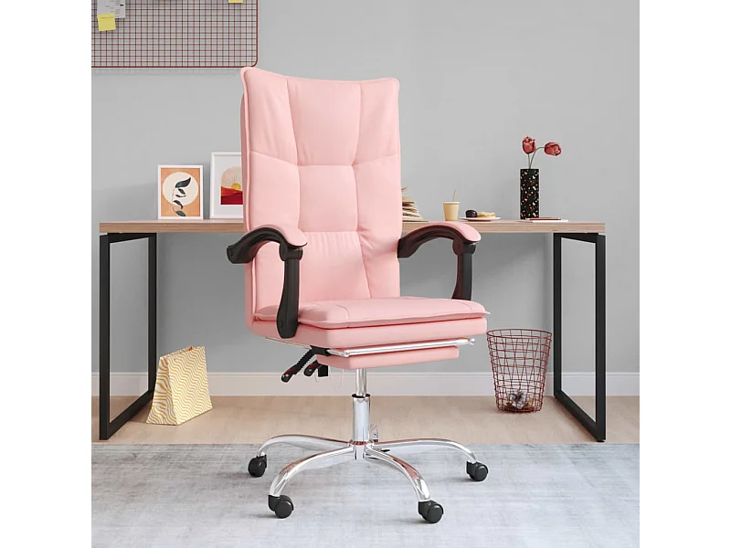 Rosafarbener Büro-Relaxsessel aus Kunstleder