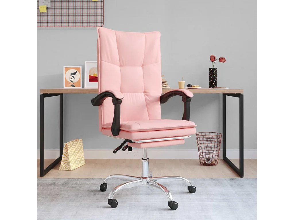 Poltrona reclinabile da ufficio in similpelle rosa