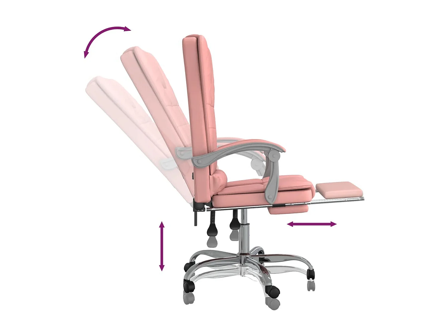 Poltrona da ufficio reclinabile per massaggio in similpelle rosa