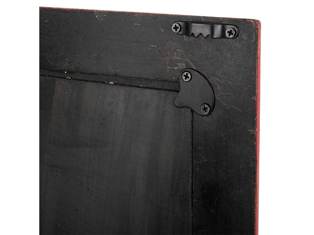 Specchio in legno rosso fatto a mano 60,5x1,5x60,5 cm