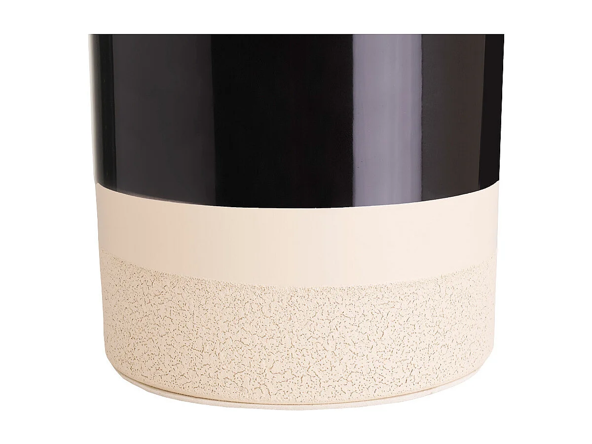 Lampe à poser noire en céramique et abat-jour en rabane H64 cm MAJES