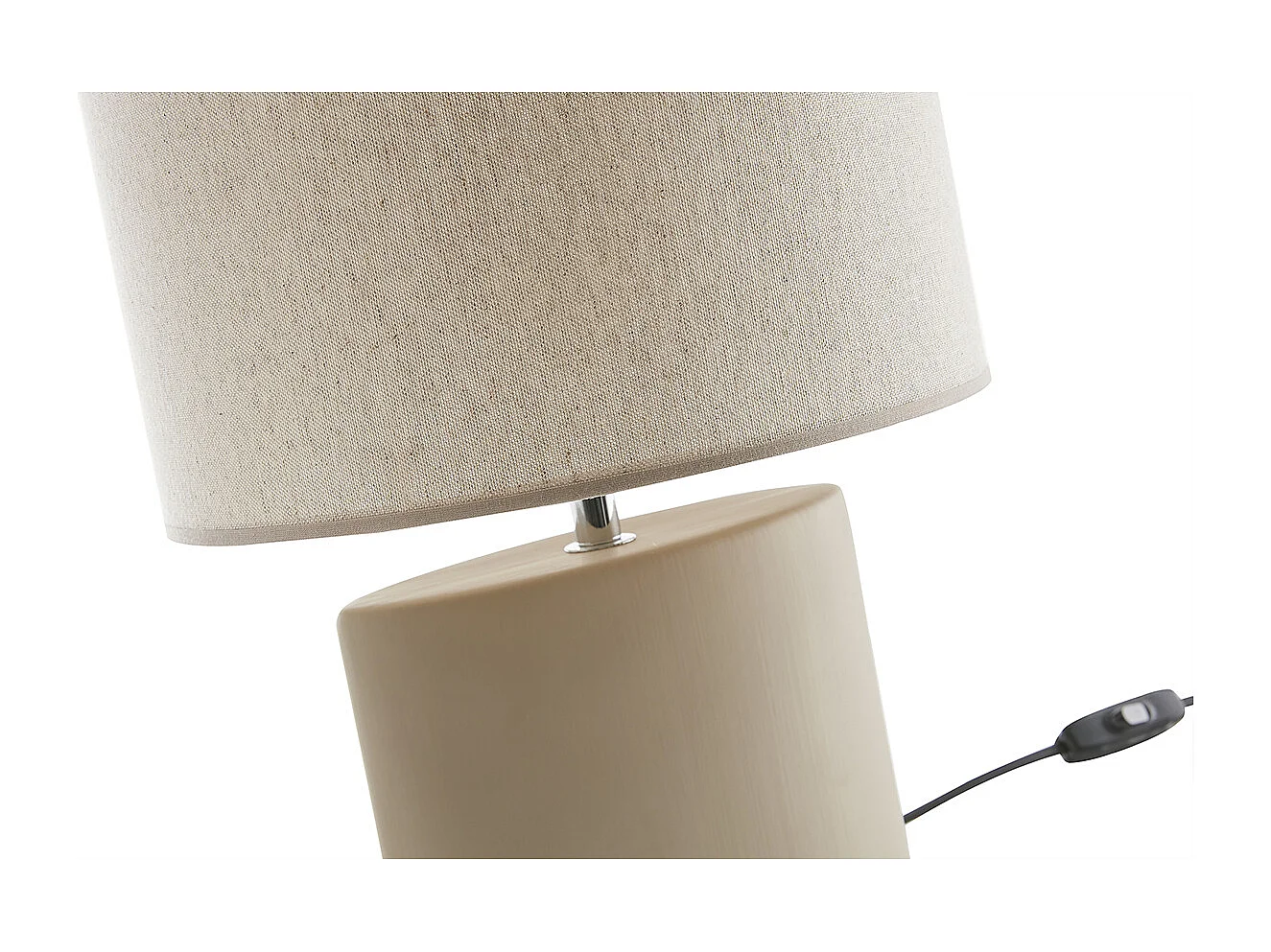 Lámpara de mesa de cerámica color topo mate con pantalla de lino natural TIGA