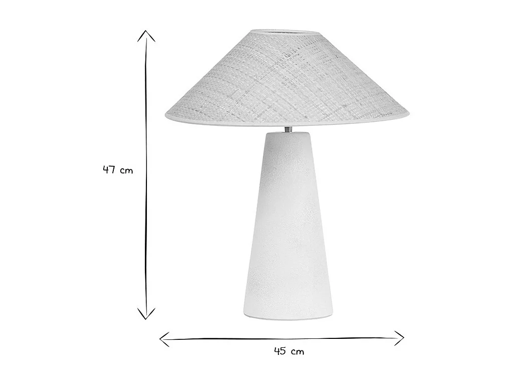 Lámpara de mesa blanca de cerámica con pantalla de mimbre H47 cm JUNI