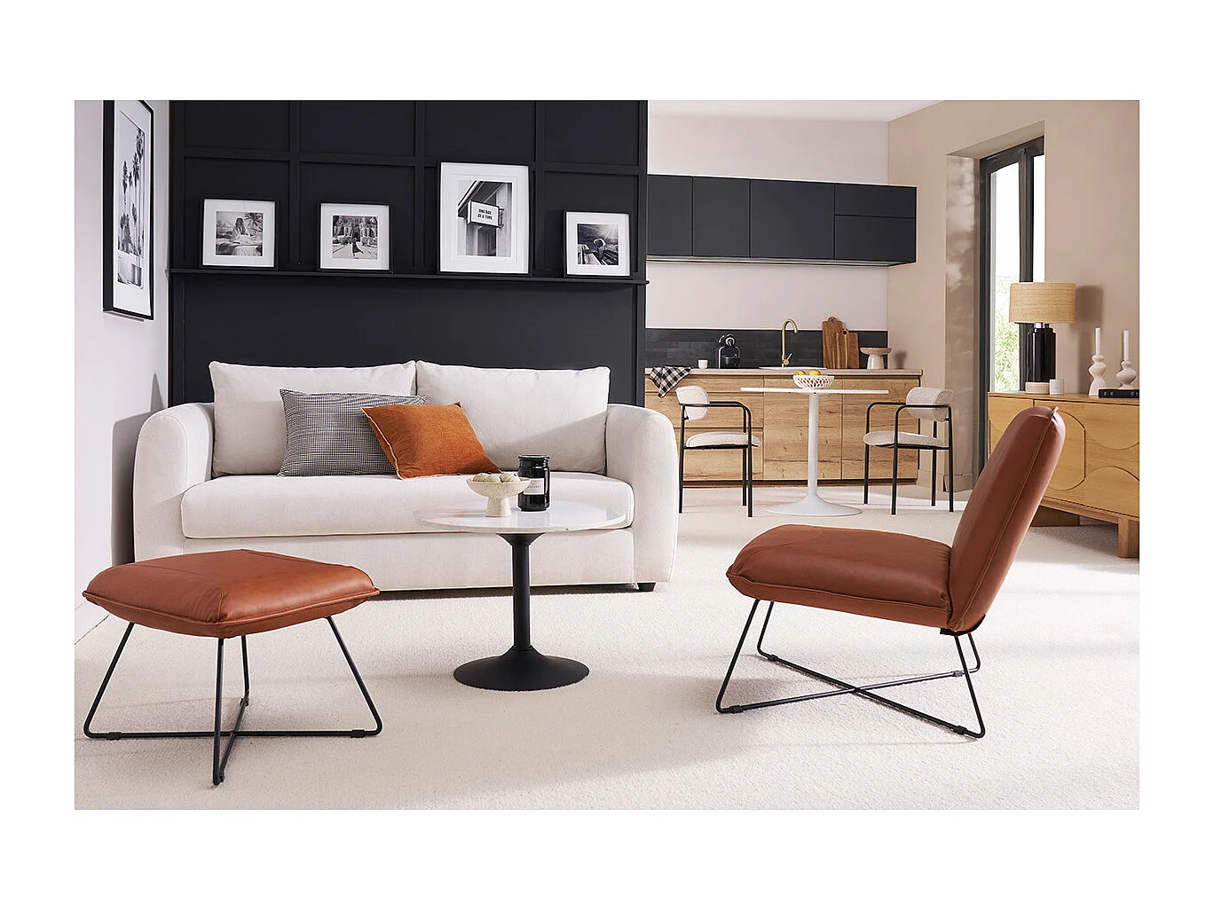 Sofá cama de 3 plazas en tela de terciopelo beige HARLO