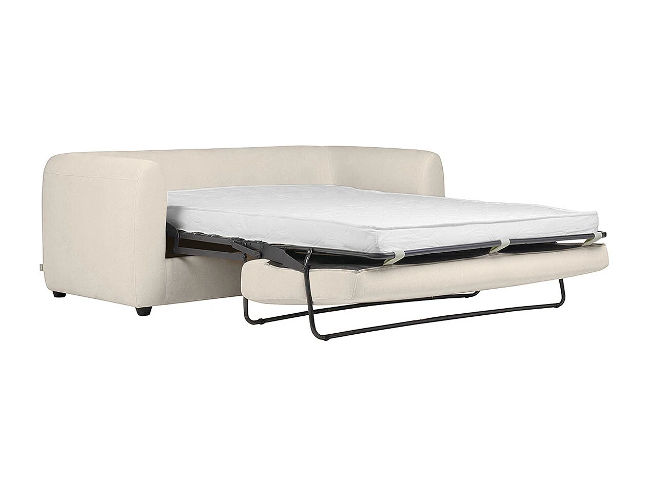 Sofá cama de 3 plazas en tela de terciopelo beige HARLO