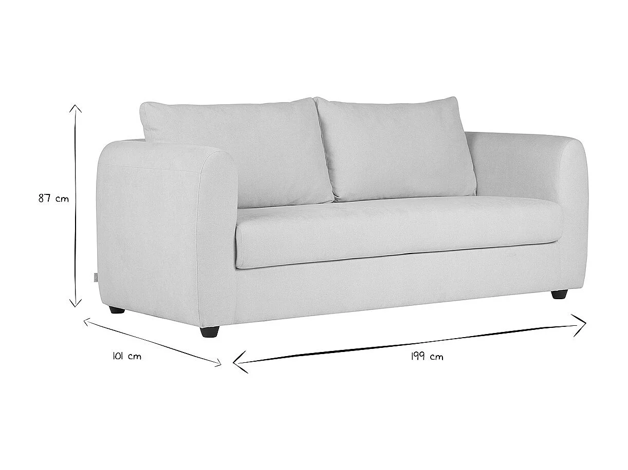 3-Sitzer-Schlafsofa aus sandfarbenem Samtstoff HARLO