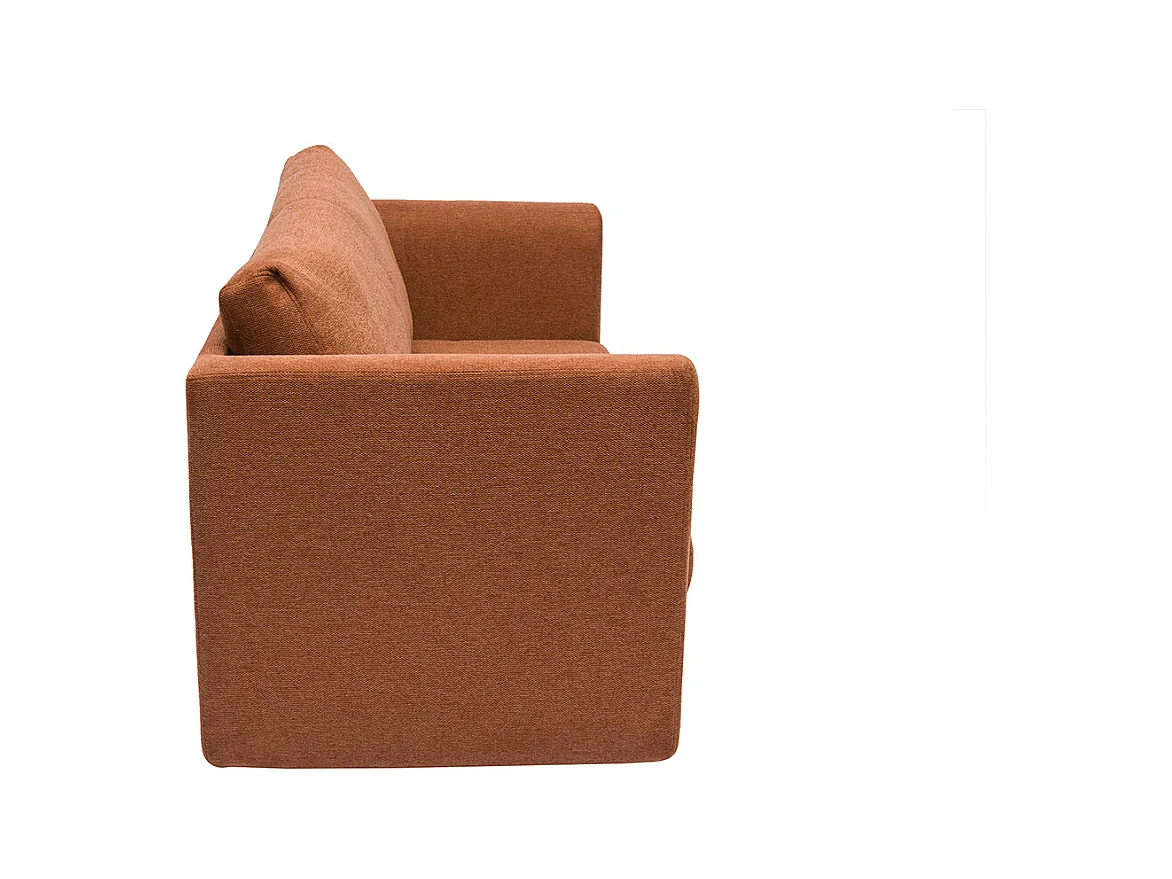 Zweisitzer-Schlafsofa aus strukturiertem Samteffektstoff in gebrannter Erde LEON