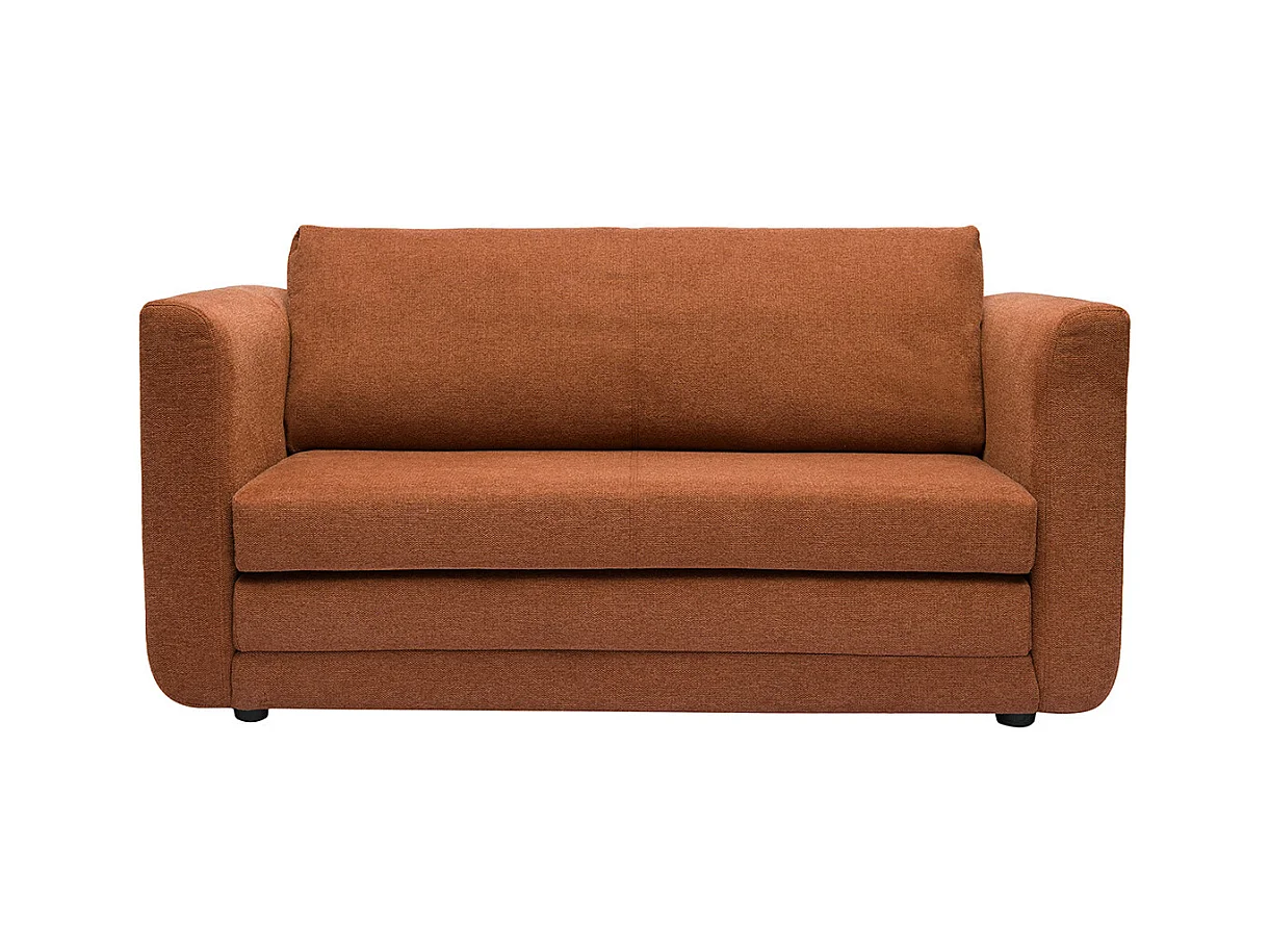 Canapé convertible 2 places en tissu effet velours texturé terre brûlée LEON